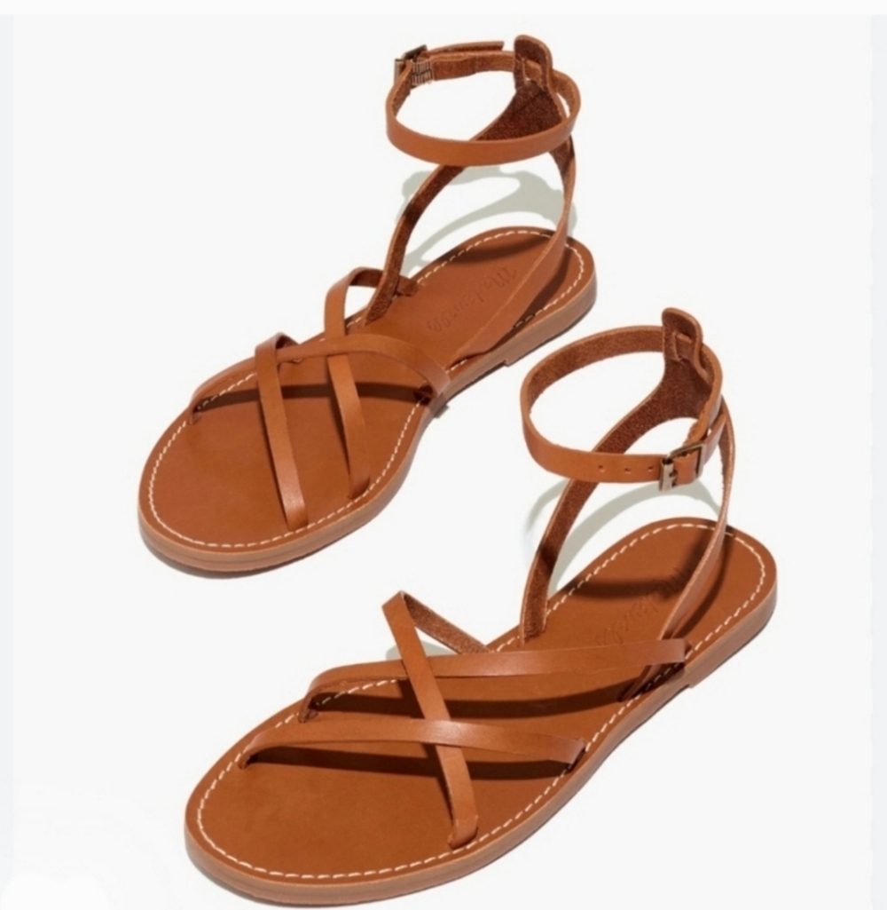 MADEWELL The Board Walk Leather Strappy SANDALS size 10